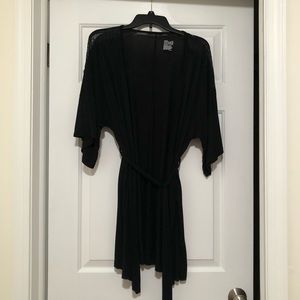 Lightweight Black Robe with Lace Shoulders - S/XS